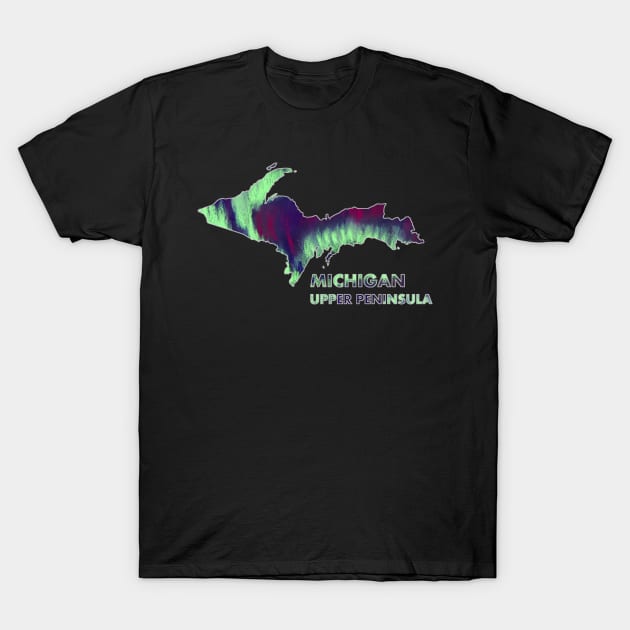 Michigan - UP - Northern Lights T-Shirt by Anastasiya Malakhova